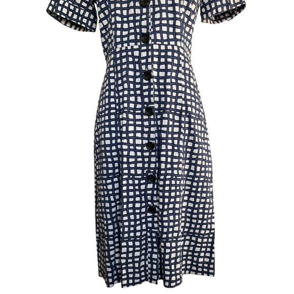 The Limited Women's Navy Blue White Dress Short Sleeve Full Button RN 54874 - Picture 11 of 12